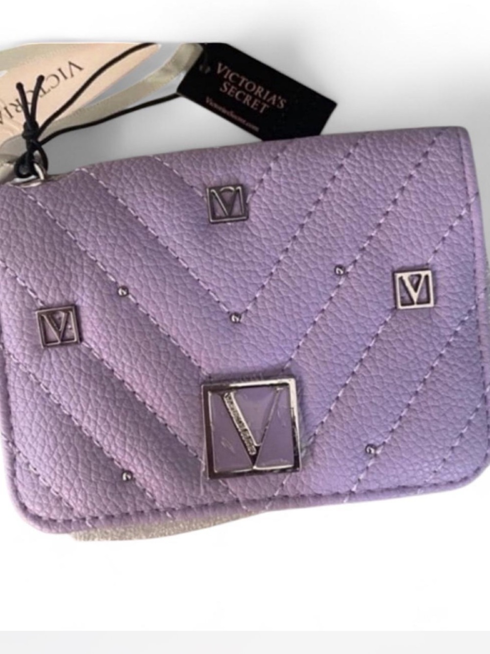 Victoria's Secret Lavender Quilted Mini Shoulder Bag with Silver Accents